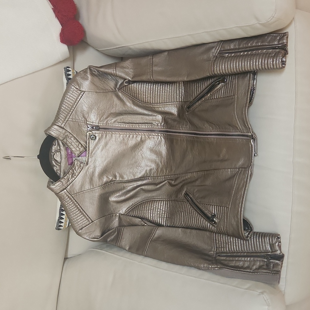 Aqua Rose Gold Moto Jacket XL